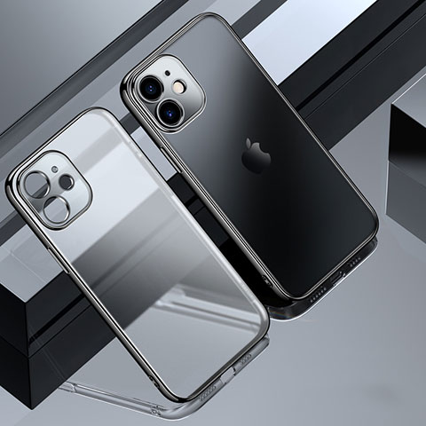Apple iPhone 12 Mini用極薄ソフトケース シリコンケース 耐衝撃 全面保護 クリア透明 S01 アップル ブラック