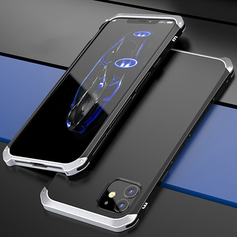 Apple iPhone 12 Mini用ケース 高級感 手触り良い アルミメタル 製の金属製 カバー T02 アップル シルバー・ブラック