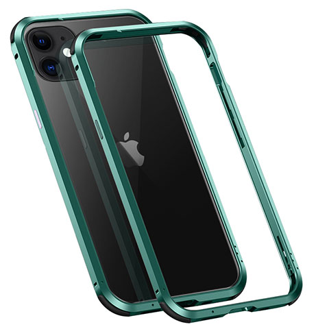 Apple iPhone 12 Mini用ケース 高級感 手触り良い アルミメタル 製の金属製 バンパー カバー T02 アップル グリーン