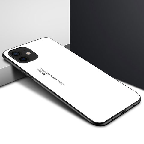 Apple iPhone 12 Mini用ハイブリットバンパーケース クリア透明 プラスチック 鏡面 カバー N01 アップル ホワイト