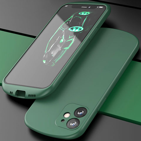Apple iPhone 12 Mini用360度 フルカバー極薄ソフトケース シリコンケース 耐衝撃 全面保護 バンパー N01 アップル グリーン