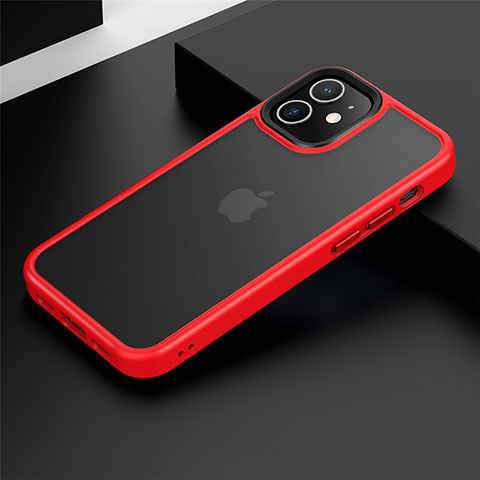 Apple iPhone 12 Mini用ハイブリットバンパーケース プラスチック 兼シリコーン カバー N01 アップル レッド