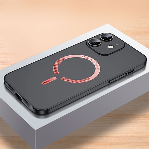Apple iPhone 12 Mini用ハードケース プラスチック 質感もマット カバー Mag-Safe 磁気 Magnetic QC1 アップル ブラック