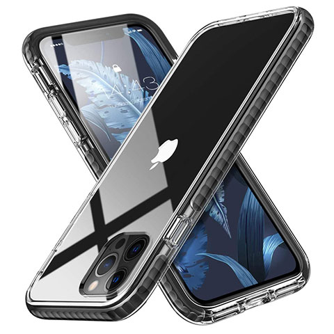 Apple iPhone 12 Pro用極薄ソフトケース シリコンケース 耐衝撃 全面保護 クリア透明 S03 アップル ブラック