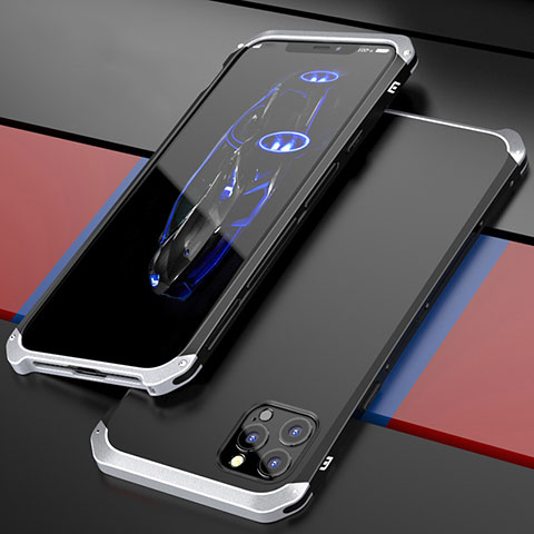 Apple iPhone 12 Pro用ケース 高級感 手触り良い アルミメタル 製の金属製 カバー T02 アップル シルバー・ブラック