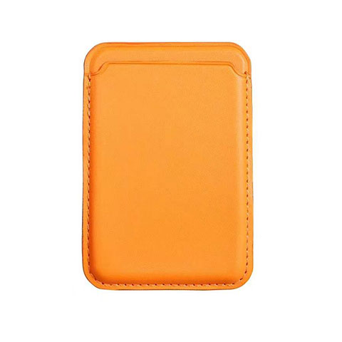 Apple iPhone 12 Pro用高級感 レザーウォレット - ブラック Mag-Safe 磁気 Magnetic アップル オレンジ