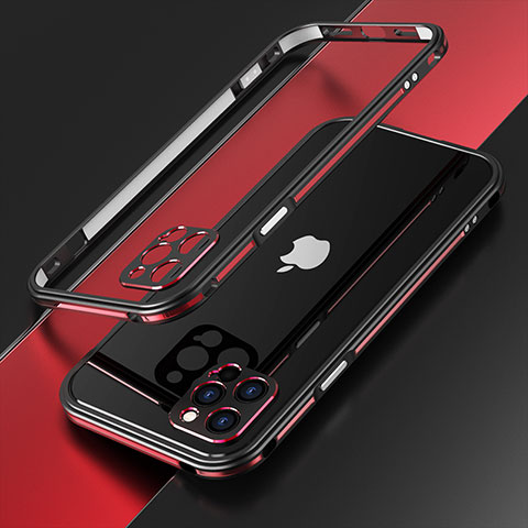 Apple iPhone 12 Pro用ケース 高級感 手触り良い アルミメタル 製の金属製 バンパー カバー N01 アップル レッド・ブラック