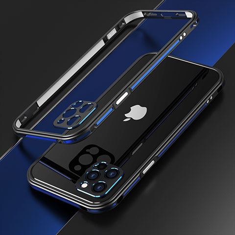 Apple iPhone 12 Pro用ケース 高級感 手触り良い アルミメタル 製の金属製 バンパー カバー N01 アップル ネイビー・ブラック