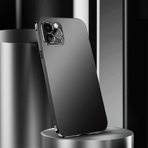 Apple iPhone 12 Pro用ケース 高級感 手触り良い アルミメタル 製の金属製 カバー N02 アップル ブラック