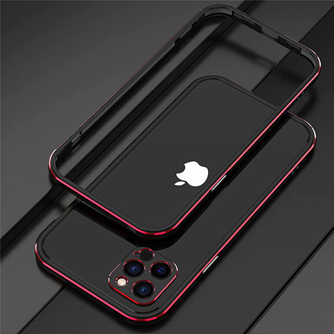 Apple iPhone 12 Pro用ケース 高級感 手触り良い アルミメタル 製の金属製 バンパー カバー N02 アップル レッド・ブラック