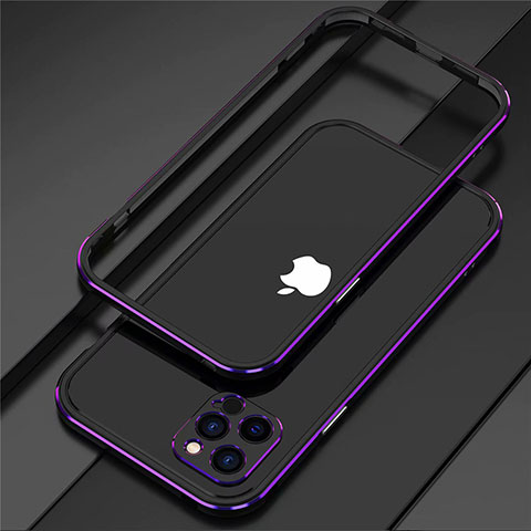 Apple iPhone 12 Pro用ケース 高級感 手触り良い アルミメタル 製の金属製 バンパー カバー N02 アップル パープル