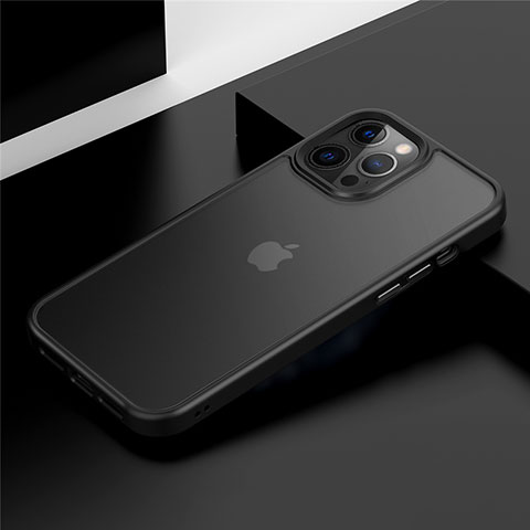 Apple iPhone 12 Pro用ハイブリットバンパーケース プラスチック 兼シリコーン カバー N01 アップル ブラック