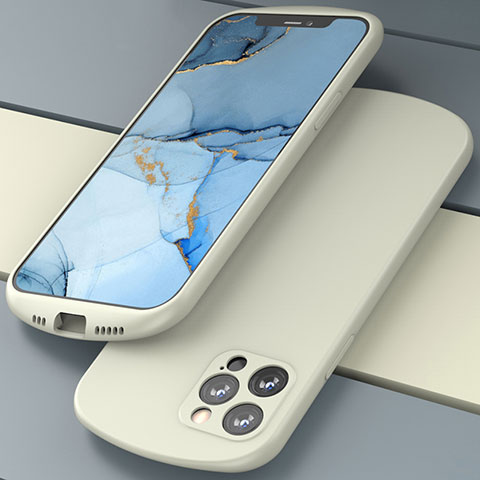 Apple iPhone 12 Pro用360度 フルカバー極薄ソフトケース シリコンケース 耐衝撃 全面保護 バンパー N01 アップル ホワイト