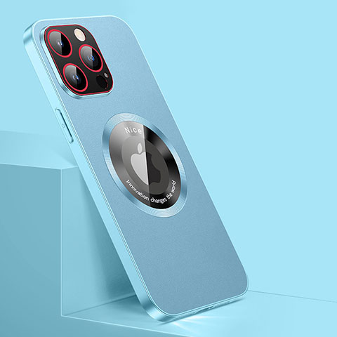 Apple iPhone 12 Pro用ケース 高級感 手触り良いレザー柄 Mag-Safe 磁気 Magnetic QC1 アップル ブルー