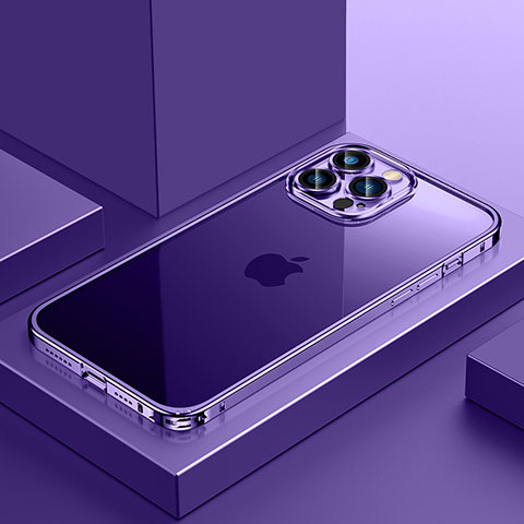 Apple iPhone 12 Pro用ケース 高級感 手触り良い メタル兼プラスチック バンパー QC4 アップル パープル