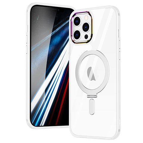 Apple iPhone 12 Pro用極薄ソフトケース シリコンケース 耐衝撃 全面保護 クリア透明 カバー Mag-Safe 磁気 Magnetic SD1 アップル シルバー