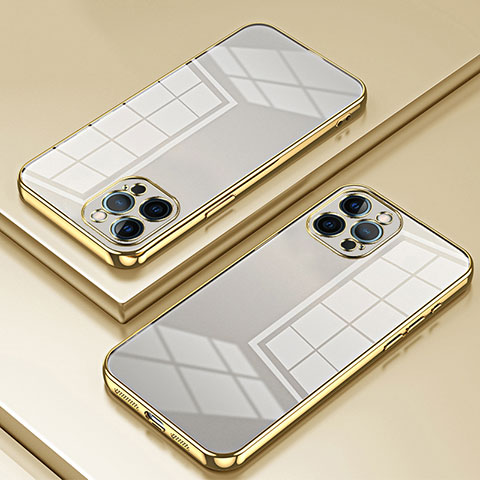 Apple iPhone 12 Pro用極薄ソフトケース シリコンケース 耐衝撃 全面保護 クリア透明 SY2 アップル ゴールド