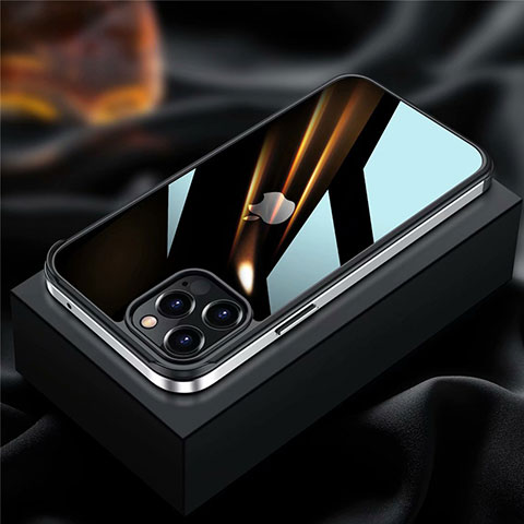 Apple iPhone 12 Pro Max用ケース 高級感 手触り良い アルミメタル 製の金属製 バンパー カバー アップル シルバー