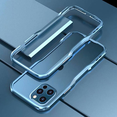 Apple iPhone 12 Pro Max用ケース 高級感 手触り良い アルミメタル 製の金属製 バンパー カバー T03 アップル ネイビー
