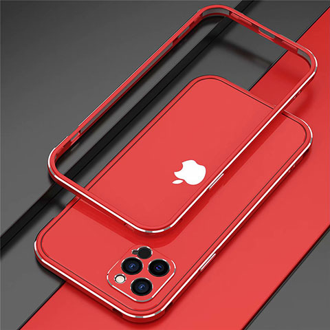 Apple iPhone 12 Pro Max用ケース 高級感 手触り良い アルミメタル 製の金属製 バンパー カバー N02 アップル レッド