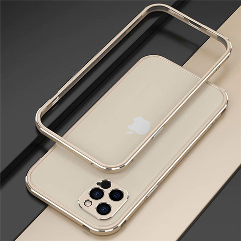 Apple iPhone 12 Pro Max用ケース 高級感 手触り良い アルミメタル 製の金属製 バンパー カバー N02 アップル ゴールド