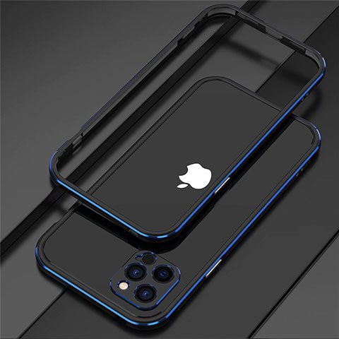 Apple iPhone 12 Pro Max用ケース 高級感 手触り良い アルミメタル 製の金属製 バンパー カバー N02 アップル ネイビー・ブラック
