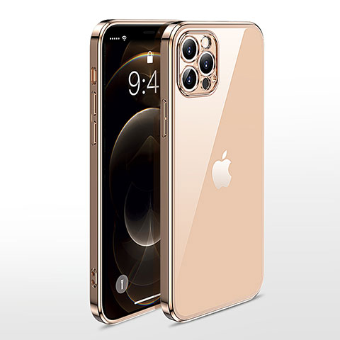 Apple iPhone 12 Pro Max用極薄ソフトケース シリコンケース 耐衝撃 全面保護 クリア透明 N01 アップル ゴールド