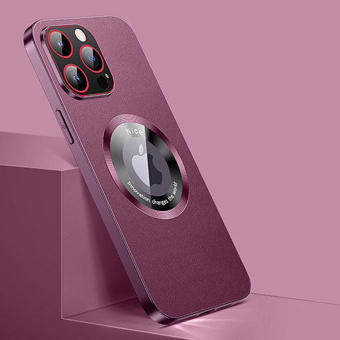 Apple iPhone 12 Pro Max用ケース 高級感 手触り良いレザー柄 Mag-Safe 磁気 Magnetic QC1 アップル レッド