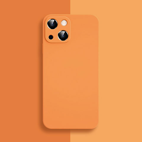 Apple iPhone 13用360度 フルカバー極薄ソフトケース シリコンケース 耐衝撃 全面保護 バンパー S04 アップル オレンジ