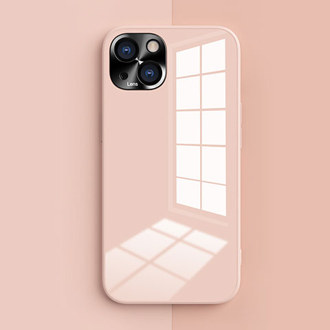 Apple iPhone 13用360度 フルカバー極薄ソフトケース シリコンケース 耐衝撃 全面保護 バンパー G01 アップル ピンク