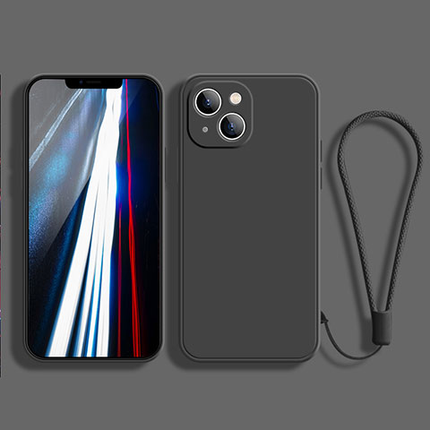 Apple iPhone 13用360度 フルカバー極薄ソフトケース シリコンケース 耐衝撃 全面保護 バンパー G02 アップル ブラック