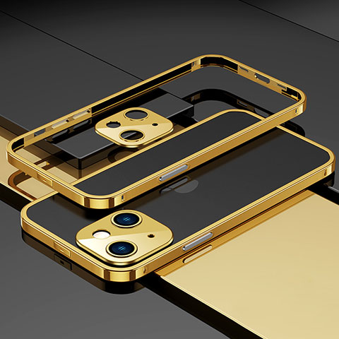 Apple iPhone 13用ケース 高級感 手触り良い アルミメタル 製の金属製 バンパー カバー A03 アップル ゴールド
