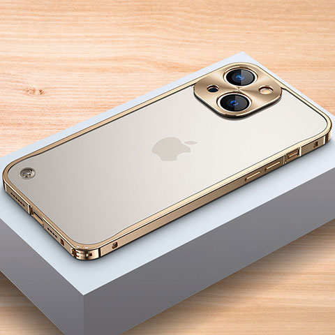 Apple iPhone 13用ケース 高級感 手触り良い アルミメタル 製の金属製 バンパー カバー A04 アップル ゴールド