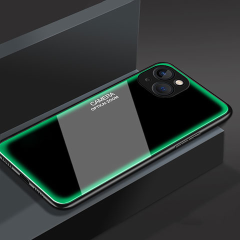 Apple iPhone 13用ハイブリットバンパーケース プラスチック 鏡面 カバー M01 アップル グリーン