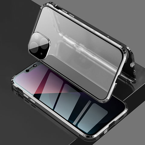Apple iPhone 13用ケース 高級感 手触り良い アルミメタル 製の金属製 360度 フルカバーバンパー 鏡面 カバー アップル ブラック