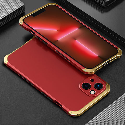 Apple iPhone 13用360度 フルカバー ケース 高級感 手触り良い アルミメタル 製の金属製 アップル ゴールド・レッド