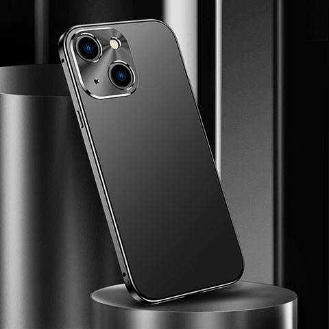 Apple iPhone 13用ケース 高級感 手触り良い アルミメタル 製の金属製 カバー M02 アップル ブラック