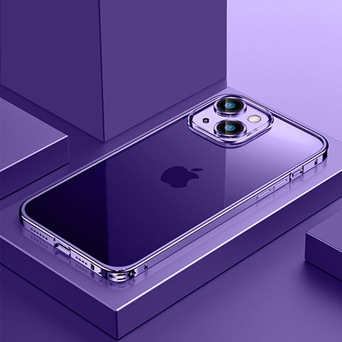Apple iPhone 13用ケース 高級感 手触り良い メタル兼プラスチック バンパー QC4 アップル パープル