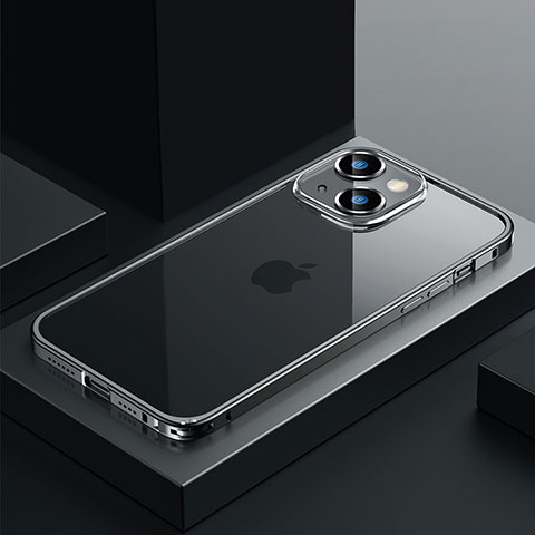 Apple iPhone 13用ケース 高級感 手触り良い メタル兼プラスチック バンパー QC4 アップル ブラック
