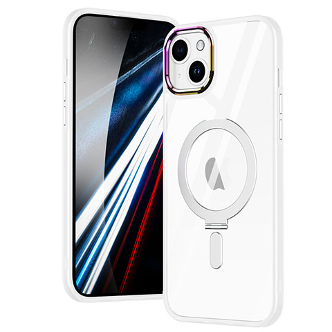 Apple iPhone 13用極薄ソフトケース シリコンケース 耐衝撃 全面保護 クリア透明 カバー Mag-Safe 磁気 Magnetic SD1 アップル シルバー