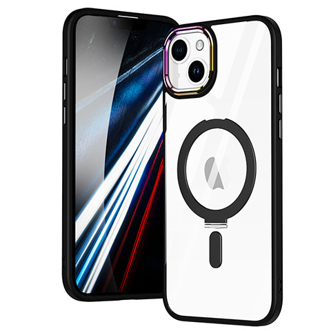 Apple iPhone 13用極薄ソフトケース シリコンケース 耐衝撃 全面保護 クリア透明 カバー Mag-Safe 磁気 Magnetic SD1 アップル ブラック