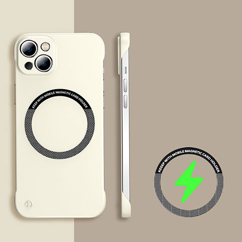 Apple iPhone 13用ハードケース プラスチック 質感もマット フレームレス カバー Mag-Safe 磁気 Magnetic アップル ホワイト