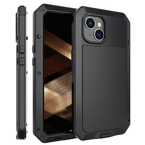 Apple iPhone 13用360度 フルカバー ケース 高級感 手触り良い アルミメタル 製の金属製 HJ2 アップル ブラック