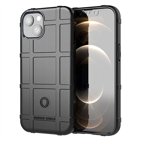 Apple iPhone 13 Mini用360度 フルカバー極薄ソフトケース シリコンケース 耐衝撃 全面保護 バンパー G05 アップル ブラック