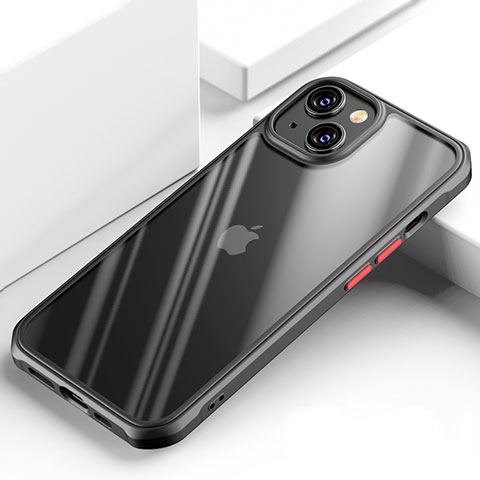 Apple iPhone 13 Mini用ハイブリットバンパーケース クリア透明 プラスチック 鏡面 カバー M03 アップル ブラック