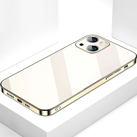 Apple iPhone 13 Mini用ハイブリットバンパーケース プラスチック 鏡面 カバー M09 アップル ゴールド