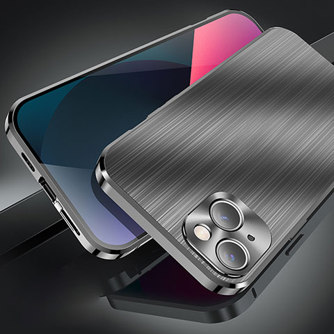 Apple iPhone 13 Mini用ケース 高級感 手触り良い アルミメタル 製の金属製 カバー M06 アップル ブラック