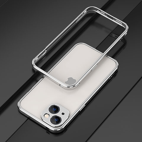 Apple iPhone 13 Mini用ケース 高級感 手触り良い アルミメタル 製の金属製 バンパー カバー A01 アップル シルバー