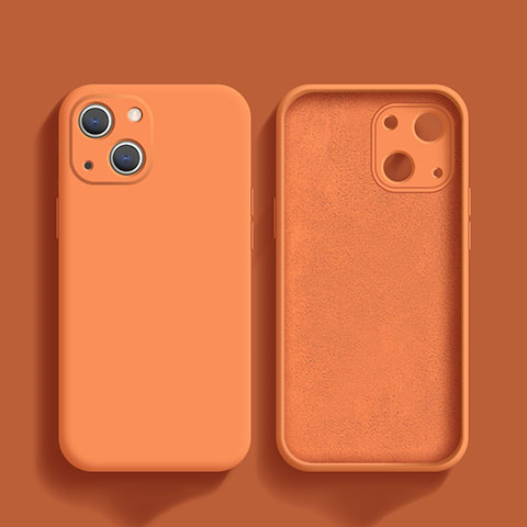 Apple iPhone 13 Mini用360度 フルカバー極薄ソフトケース シリコンケース 耐衝撃 全面保護 バンパー S02 アップル オレンジ