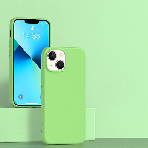 Apple iPhone 13 Mini用360度 フルカバー極薄ソフトケース シリコンケース 耐衝撃 全面保護 バンパー アップル ライトグリーン